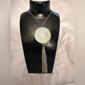 Silver Pendant Necklace with Tassel